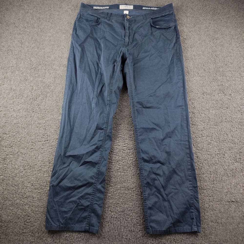 Brax Feel Good Style Cooper Ultralight Blue Straight Leg Pants Mens 36x29